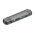 USB30 multi-functional card reader in silver aluminium alloy with SD and TF slots