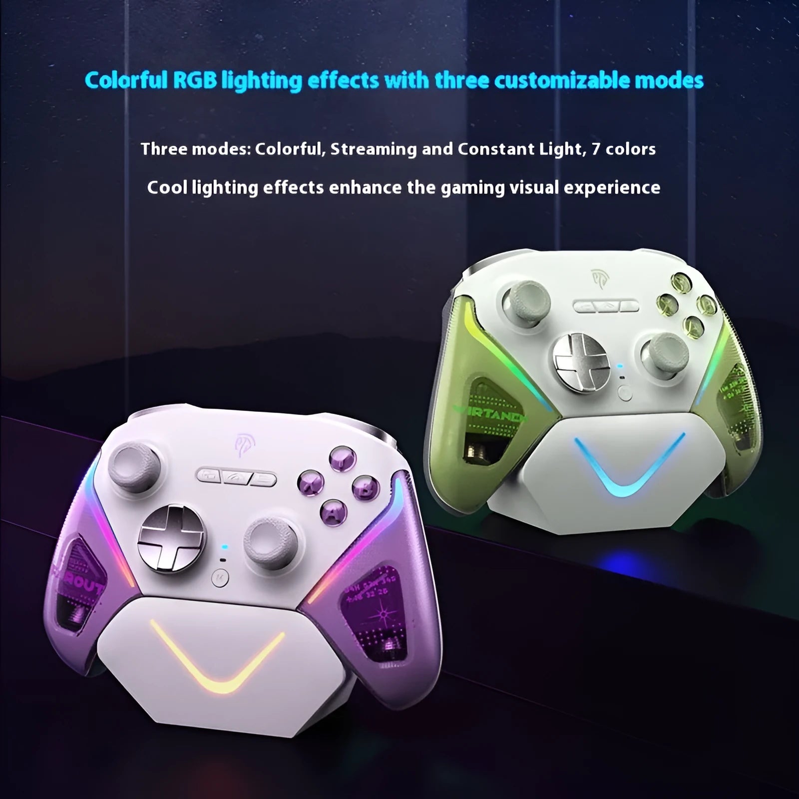 Rocker Smart Startstop Charging Base for a game controller in black, showing USB Type-C port and double-cut trigger design.