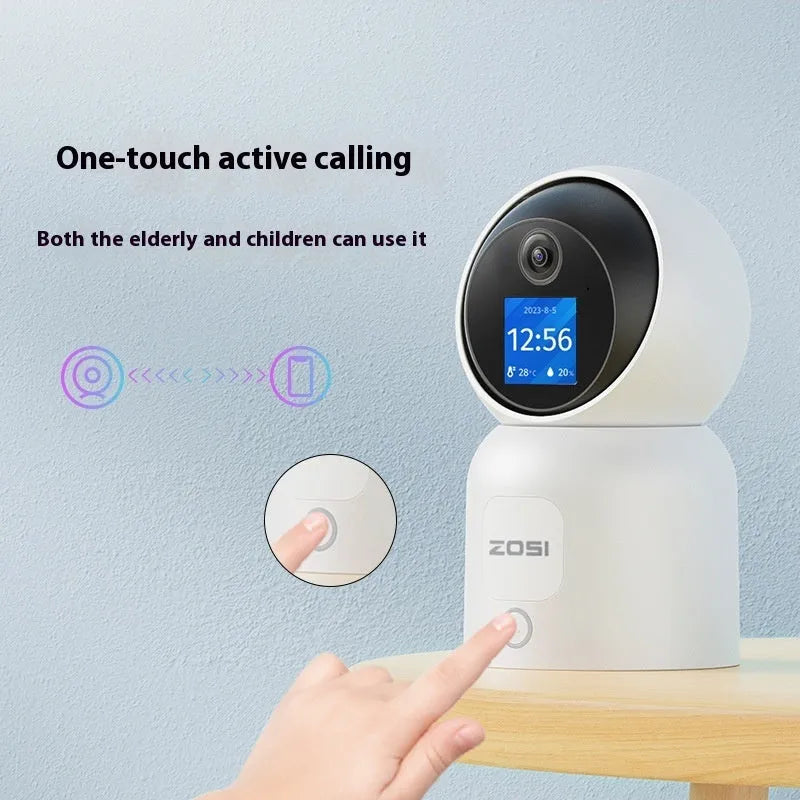Zhou Shi white wireless indoor security camera with lens, mounted on a screw‑fixed bracket.