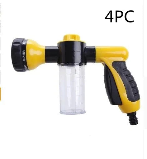 Green high-pressure foam spray gun with adjustable nozzle for car washing and garden watering