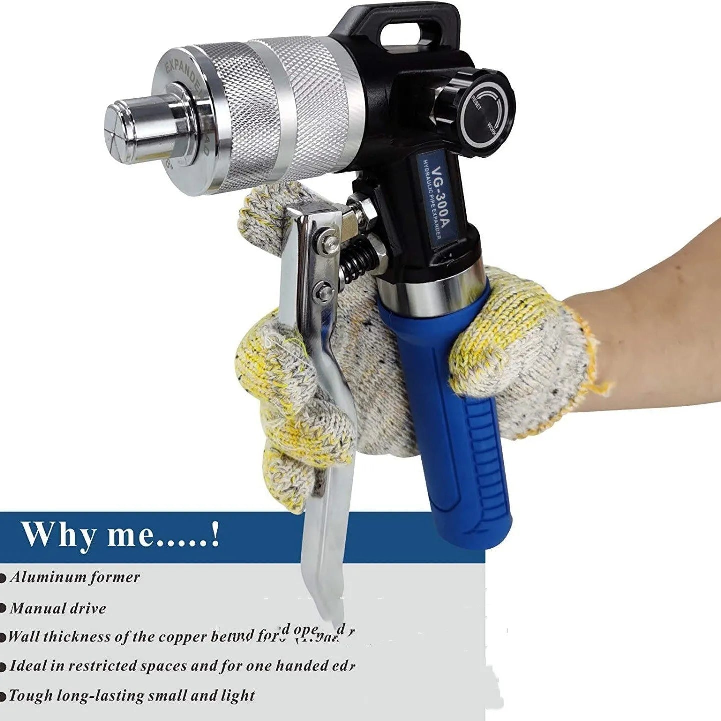 VG-300 style hydraulic tube expander for refrigeration maintenance with high-strength alloy steel construction