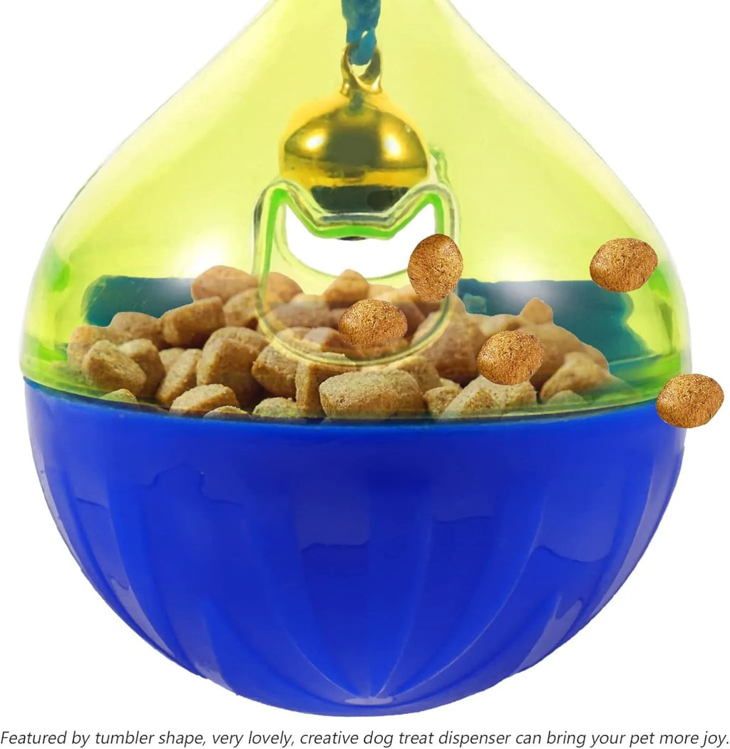 Tumbler-shaped pet treat dispenser toy for dogs and cats measuring 14cm