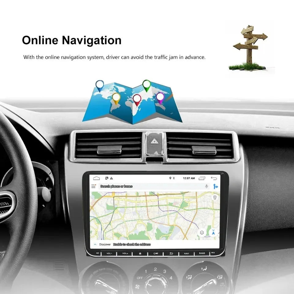 Nissan 350Z 2003-2009 double din car stereo with 7-inch Android Auto touchscreen and GPS navigation