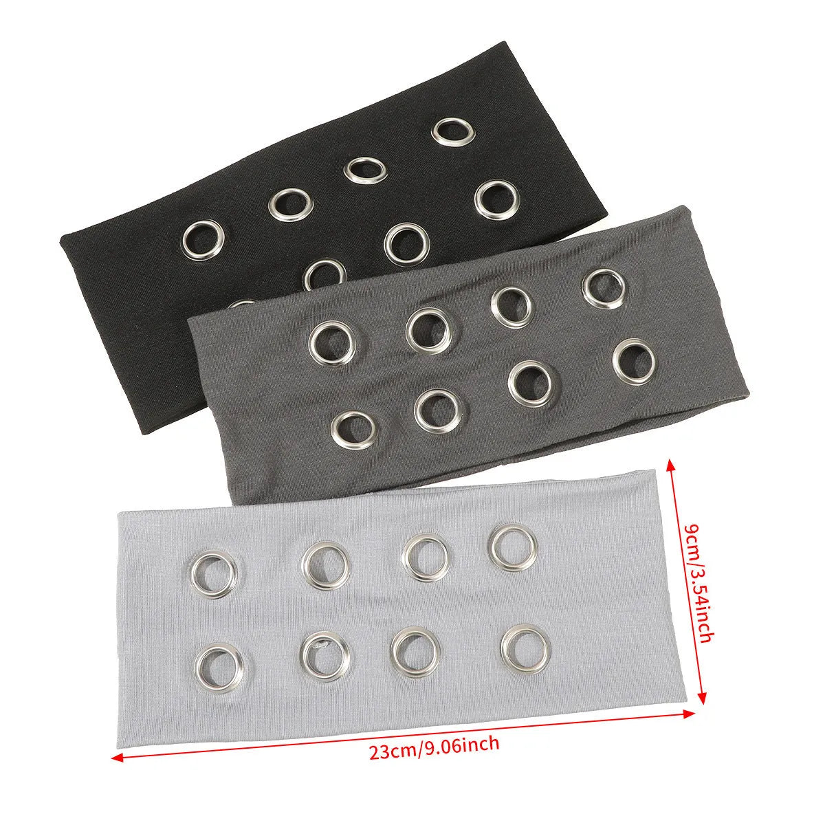 Punk metal circle pullover hair band in polyester with hollow metal detail and colour options
