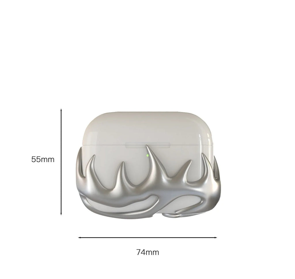 3D printed resin Bluetooth headphone shell in silver flame colour for AirPods Pro