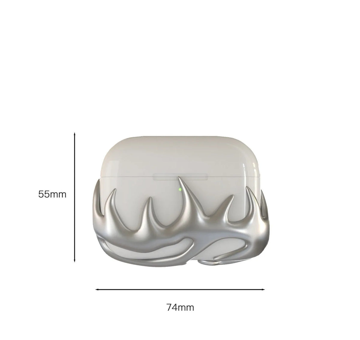 3D printed resin Bluetooth headphone shell in silver flame colour for AirPods Pro