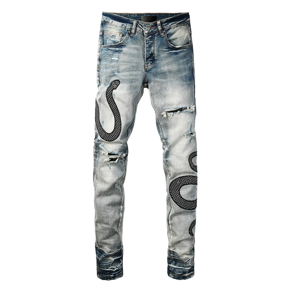 Wash distressed skinny jeans in 8934Blue colour with button fly closure and mid waist design