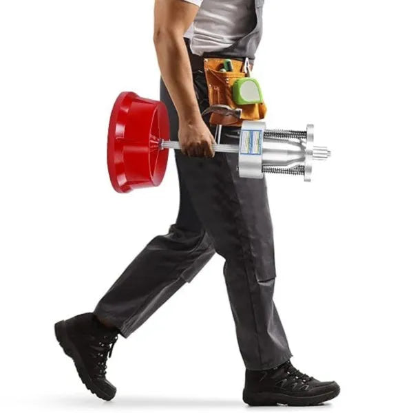 Portable hub balancer with aluminium head and enamel-finished base for balancing car and truck tyres.