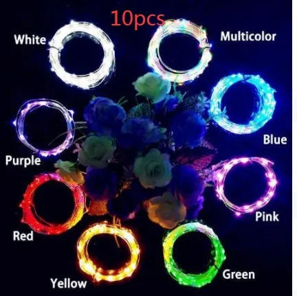 Flexible copper wire LED string lights with bottle stopper for wine bottle decorations