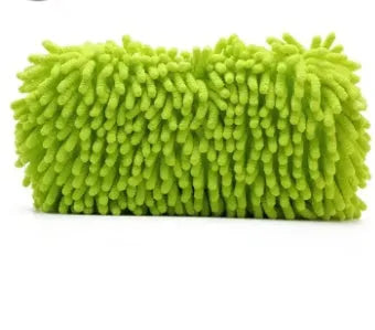 Silver green microfiber chenille car wash sponge for cleaning vehicle interiors and exteriors