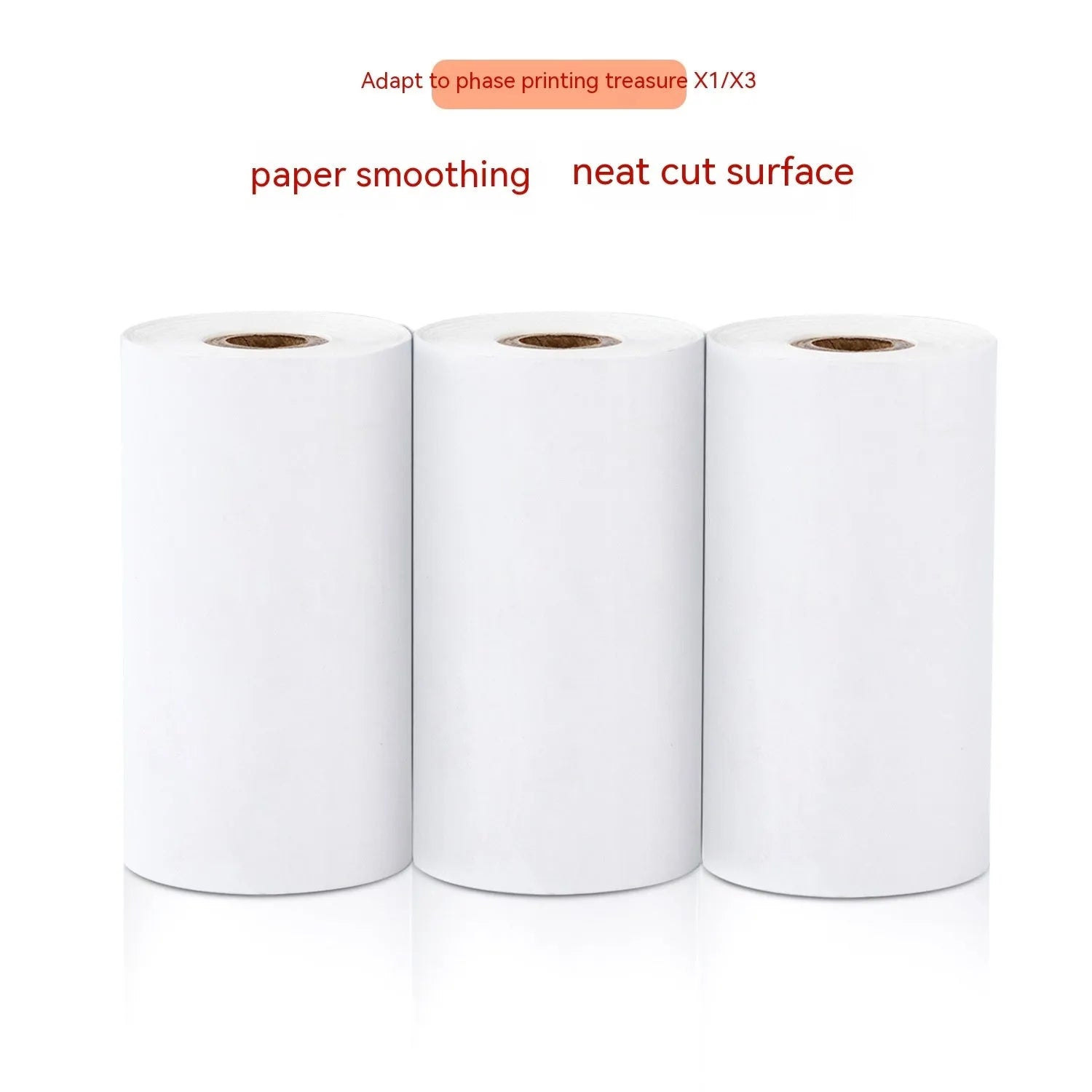 Three rolls of 57mm wide by 30mm diameter thermal paper for small printers in a box.