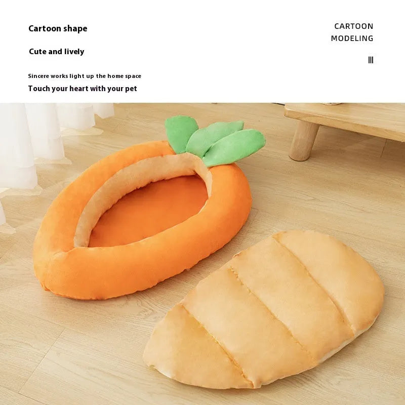 Cartoon carrot design pet mattress with removable cover for dogs