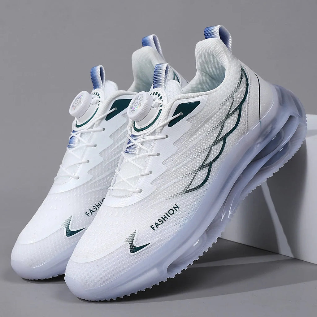 White Korean-style casual sports shoes with mesh upper and rubber sole