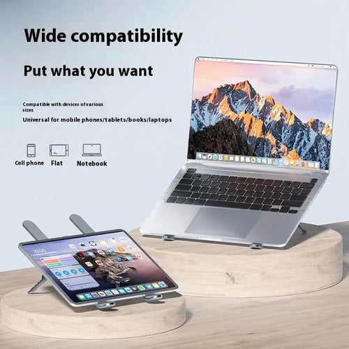 Aluminium alloy portable laptop cooling stand with adjustable height and dual fans in silver colour