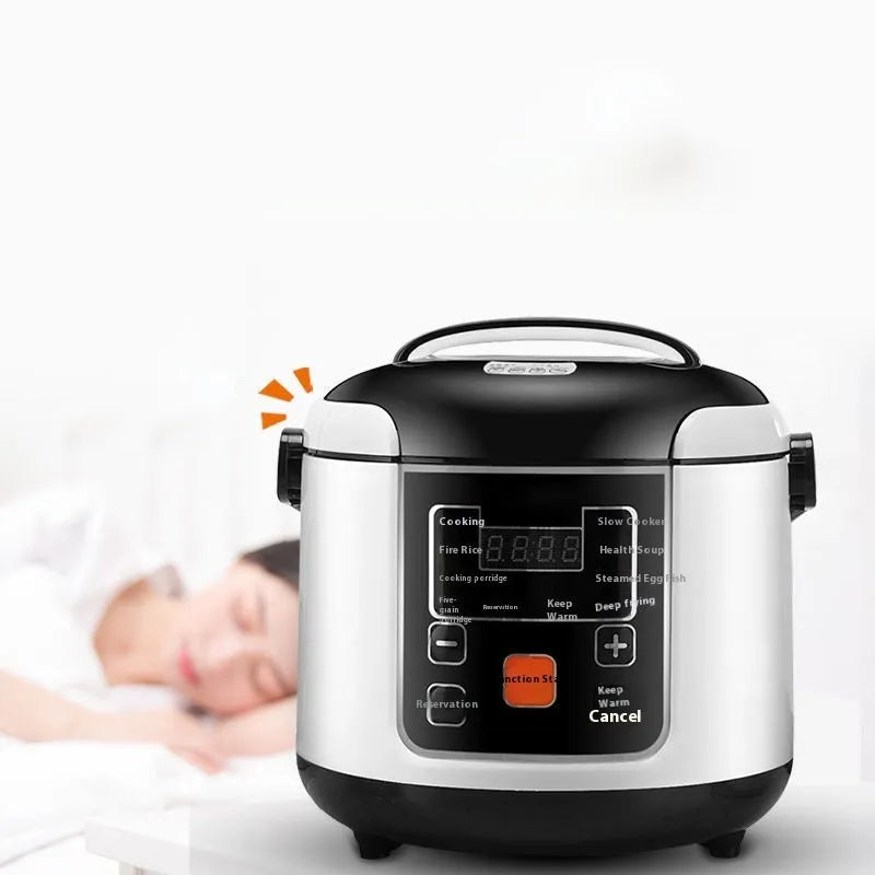 Black vehicle-mounted rice cooker 12V 24V with stainless steel inner pot 2L capacity 220x220x230mm
