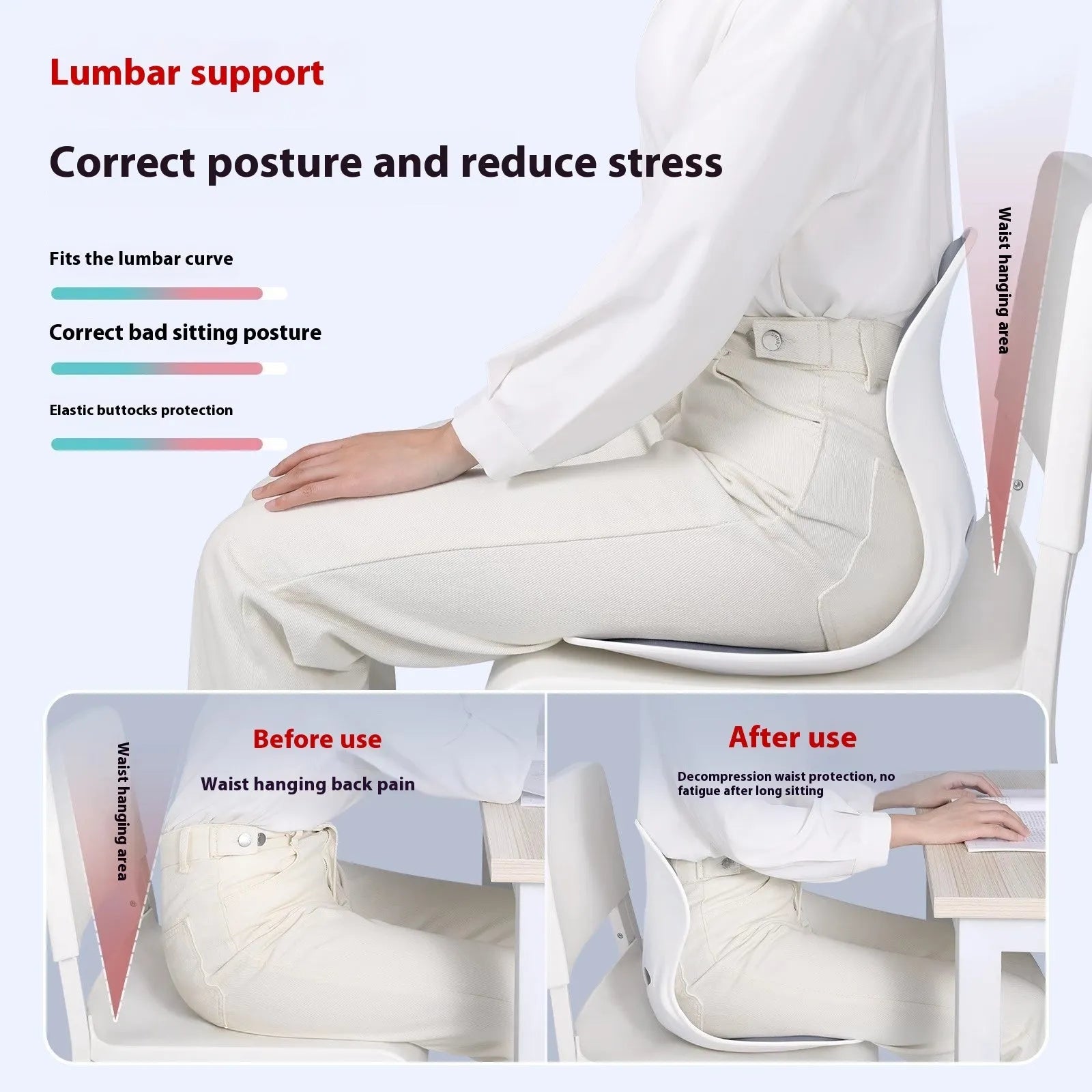 Japanese style waist support seat cushion with lumbar pillow in grey or black colour options