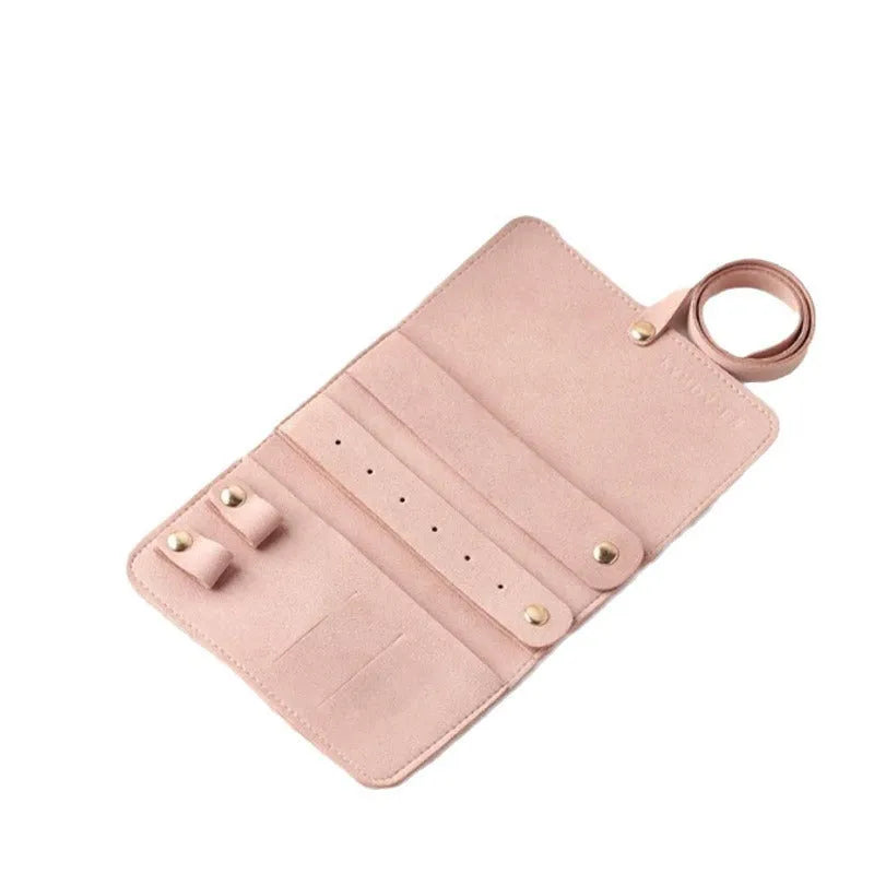 12x12cm leather and microfiber jewellery pouch in beige, brown, gray, pink or white for earrings, rings and watches