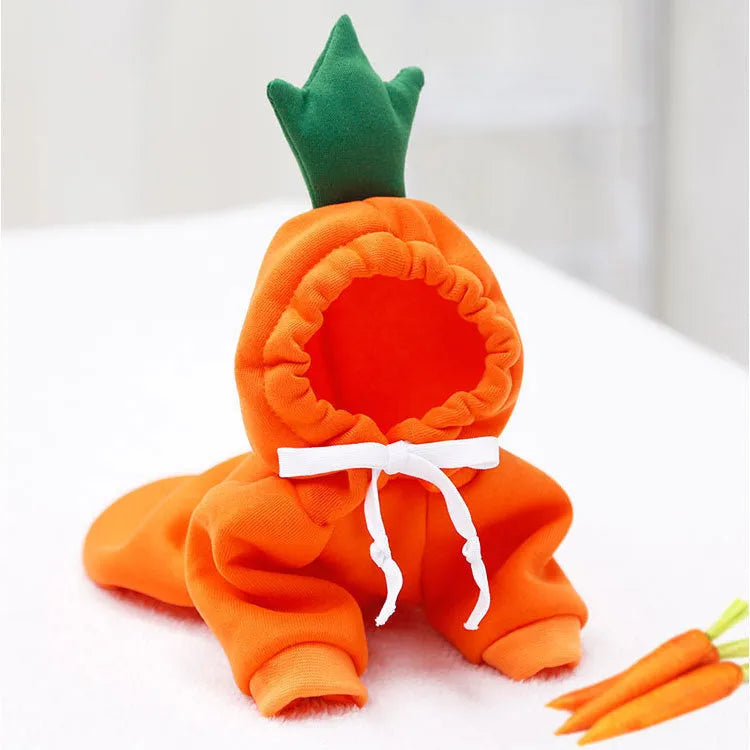 Fruit dog clothes two-legged hooded green fleece outfit for small dogs autumn winter pet sweater
