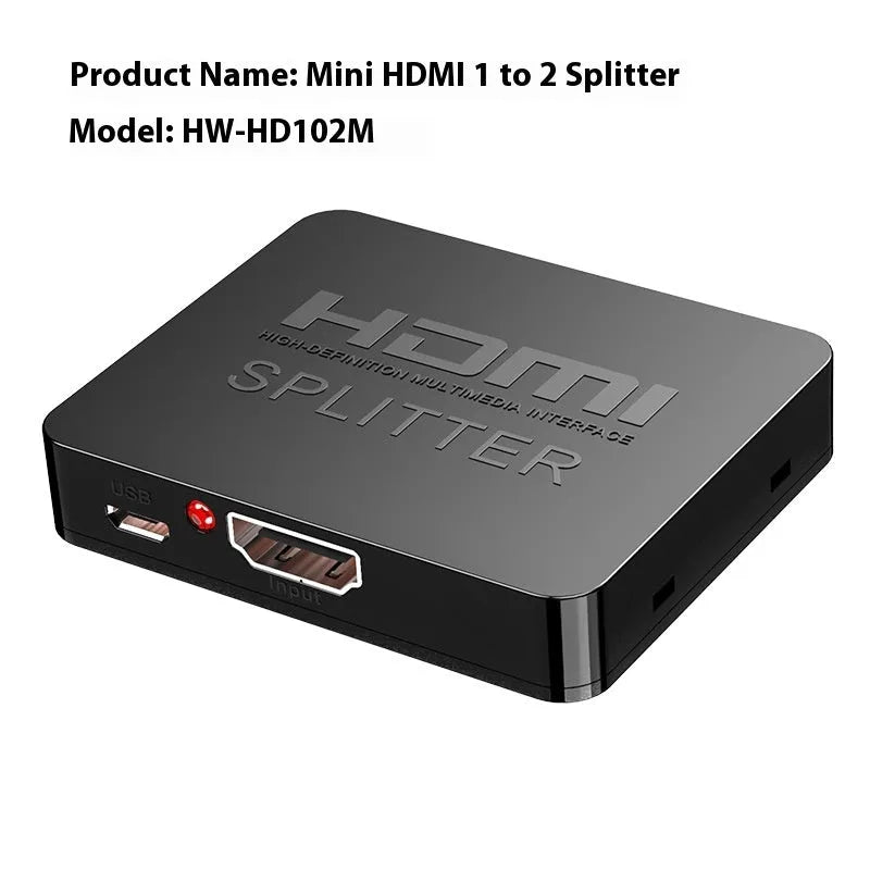 HDMI splitter device with one input and two output ports for 4K video distribution
