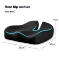 Memory foam office chair cushion with removable mesh cover in grey, shown on a desk chair.