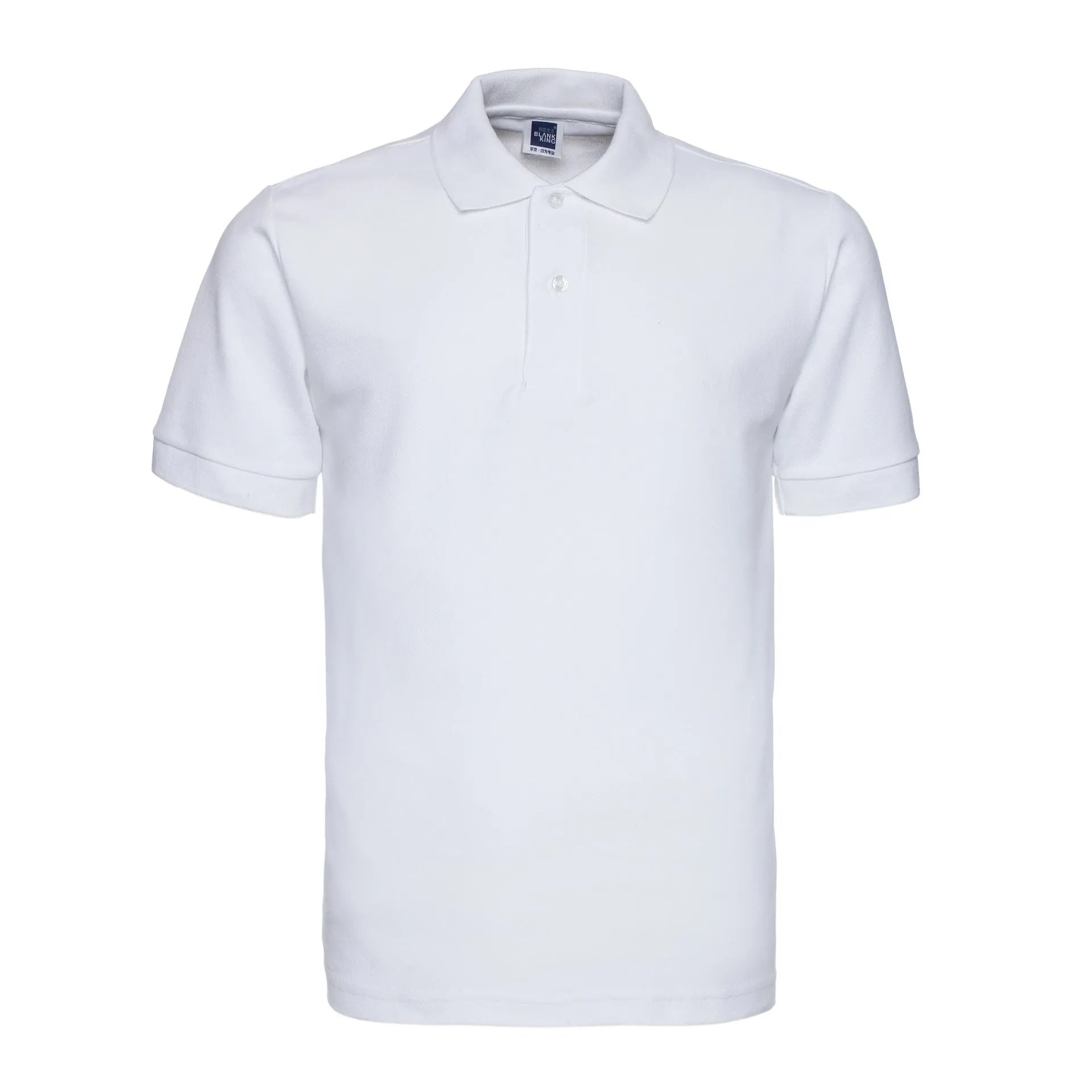 Solid colour loose fit plus size short sleeve polo shirt on a hanger