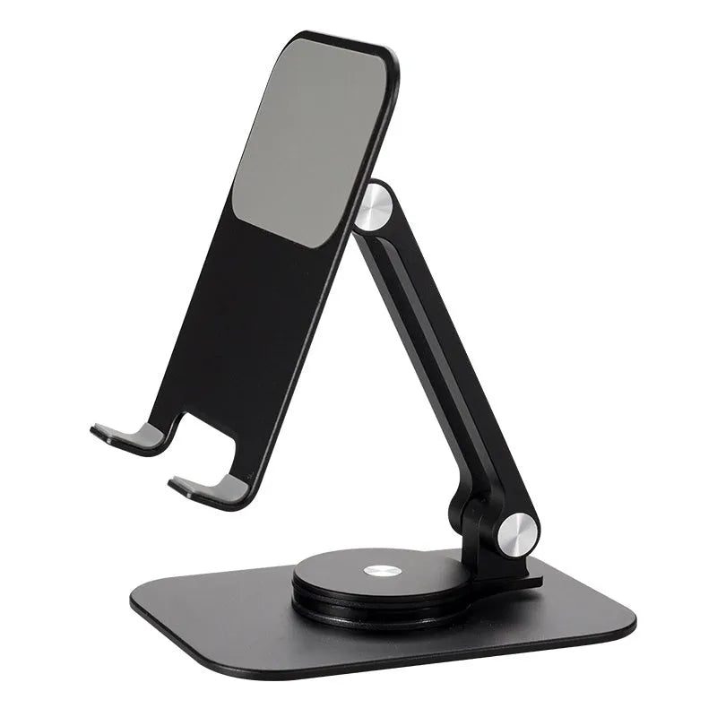 Aluminum alloy rotary desktop phone holder for tablets under 13 inches, with silicone pad, in black, silver grey or silvery white