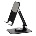 Aluminum alloy rotary desktop phone holder for tablets under 13 inches, with silicone pad, in black, silver grey or silvery white