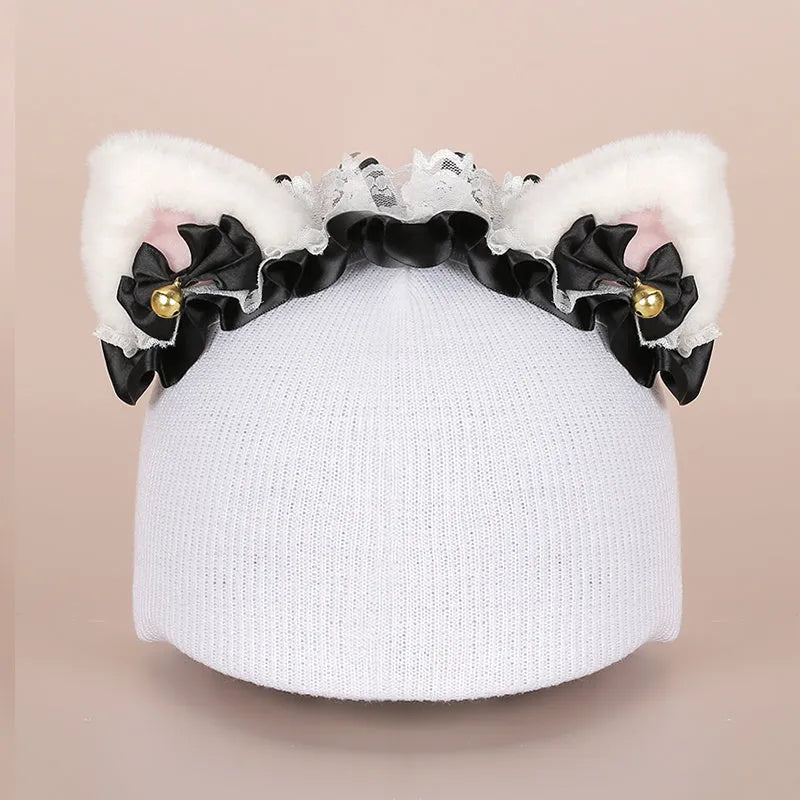 A soft plush cartoon character helmet cover for ears, shown in M size.