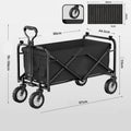 Foldable camping cart in black with 600kg capacity and push-pull handle on grass