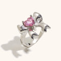Stainless steel bowknot ring in gold or silver with geometric bow design, sizes No 6 to No 8