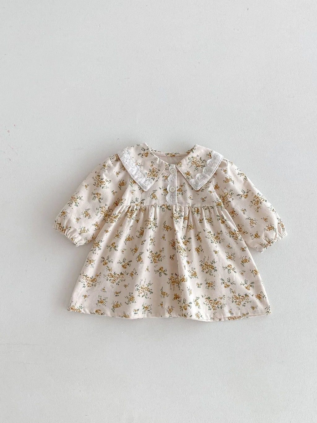 Girls floral princess dress with colourful floral skirt pattern, cotton fabric, available in sizes 73cm to 110cm