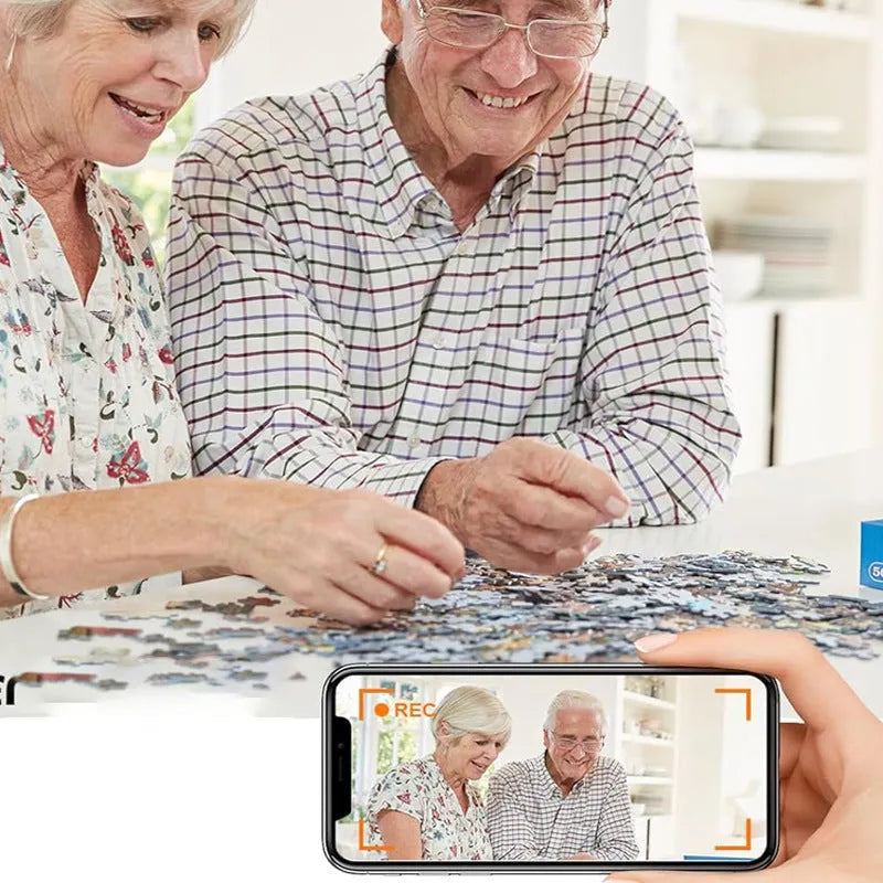 Black smart security camera with WiFi connectivity for indoor home monitoring and baby care applications