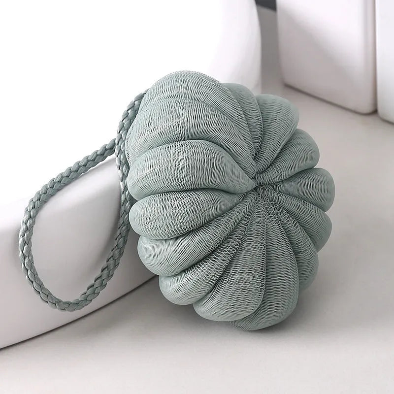 Japanese style 50g PE bath flower ball in green, 10x10cm mesh shower sponge