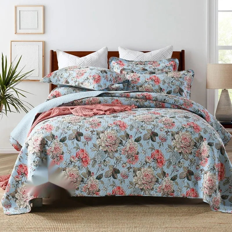 Pure cotton bedspread set with geometric pattern for 1.8 metre double bed