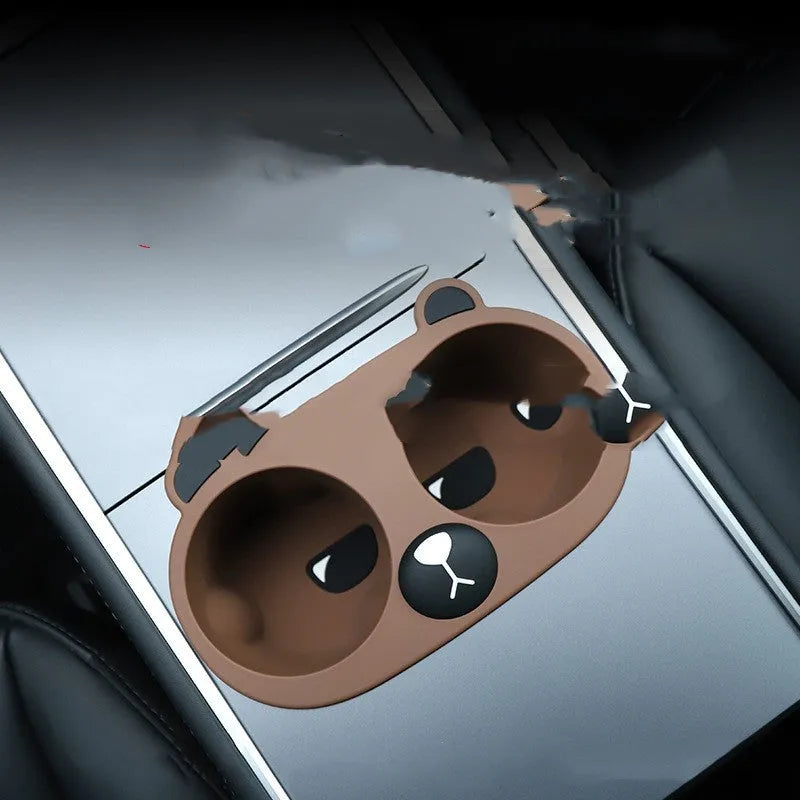 Silicone car cup holder insert with anti-shaking function in grey, tan, or pink colour options