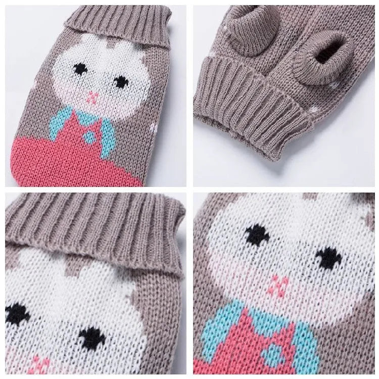 Christmas Maple Snowflake turtleneck knitted wool sweater for pet dogs, printed leaf pattern, casual style