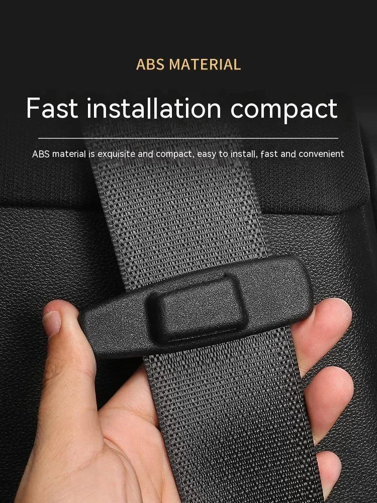 Black ABS plastic car seat belt stopper clip set with two pieces in OPP packaging