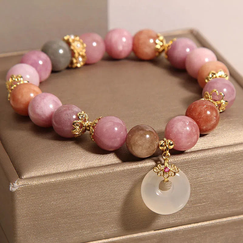 Retro tourmaline peace buckle pendant bracelet in macaron colour with safety clasp for women