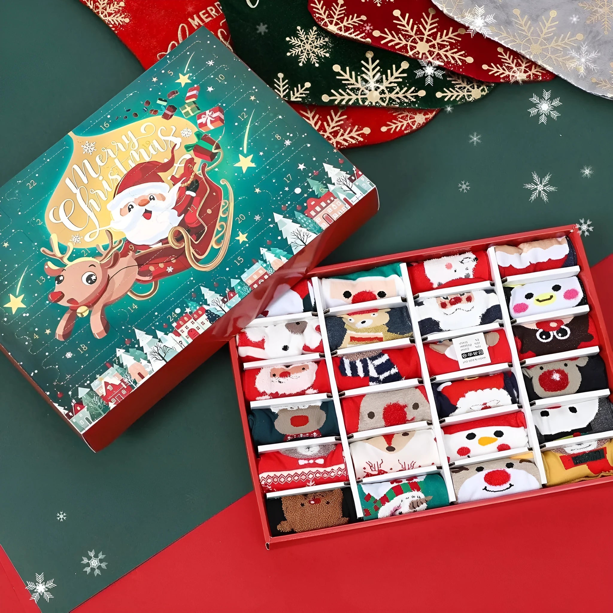 Christmas socks blind box containing one random mini resin and plastic stocking decoration
