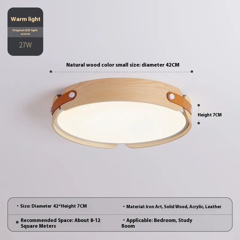 Japanese style wooden ceiling lamp with PMMA shade in warm light finish