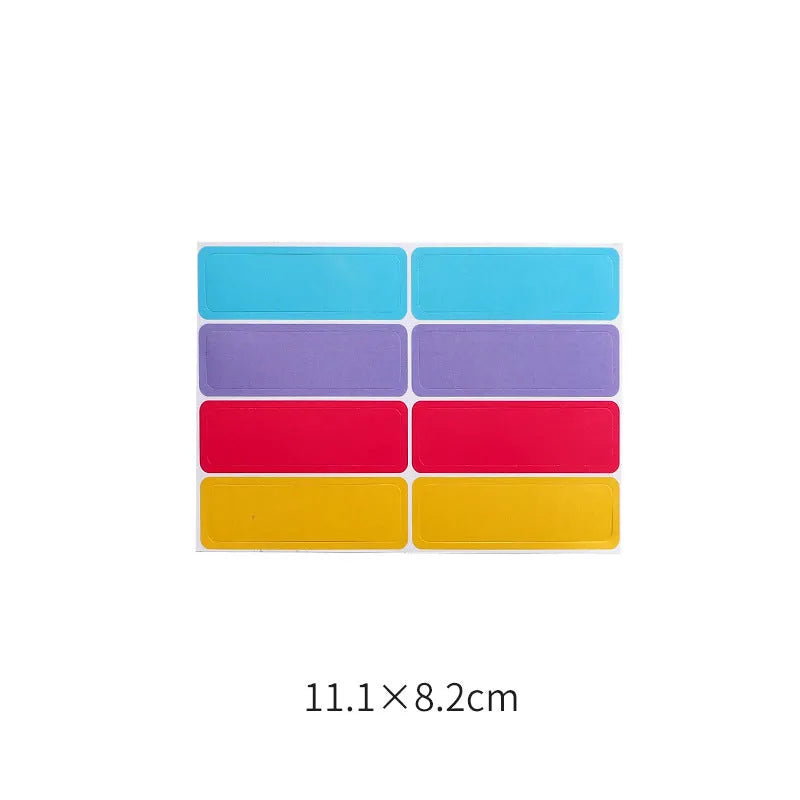 Assortment of paper adhesive stickers, labels, A6 rulers, and sticky notes in various colours and grid layouts.
