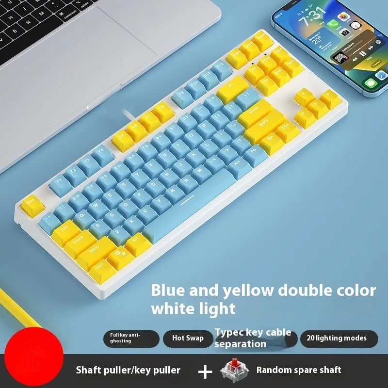 87-key mechanical gaming keyboard with dual-colour backlighting and metal chassis