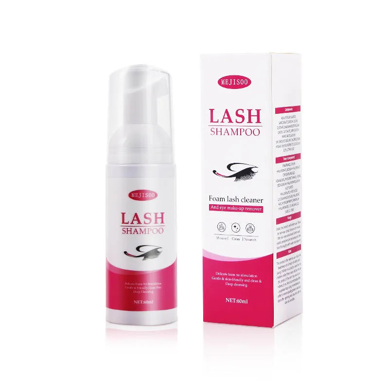 60ml lash shampoo mousse bottle with brush applicator for cleaning false eyelashes