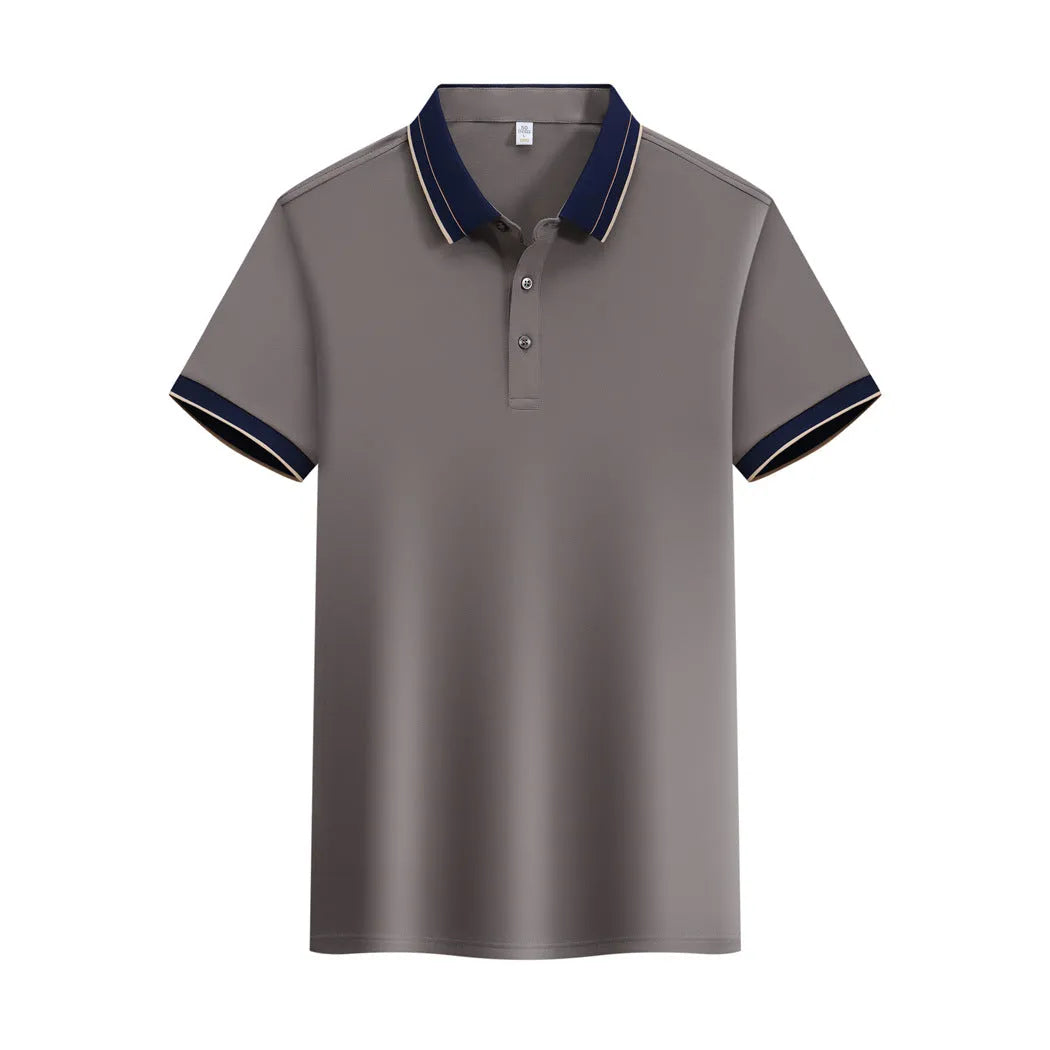 Ice Ion mercerised pearl cotton colour matching collar polo shirt in white, men and women regular fit short sleeve