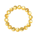 Yellow lepidolite mica bracelet with golden dragon design on round beads