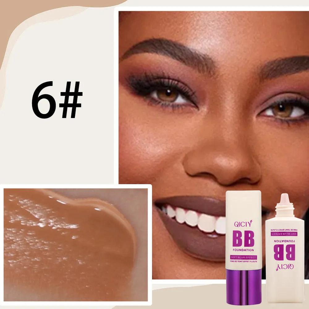 Feeding bottle of BB cream liquid foundation concealer showing brightening repair formula.