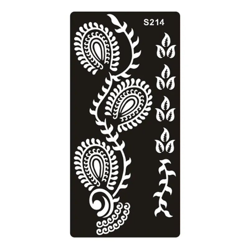 Sheet of hollow geometric pattern temporary tattoo stickers in various colours on water transfer paper.