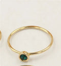 14K gilded GF zircon knuckle rings in green, blue, dark red, and white colours