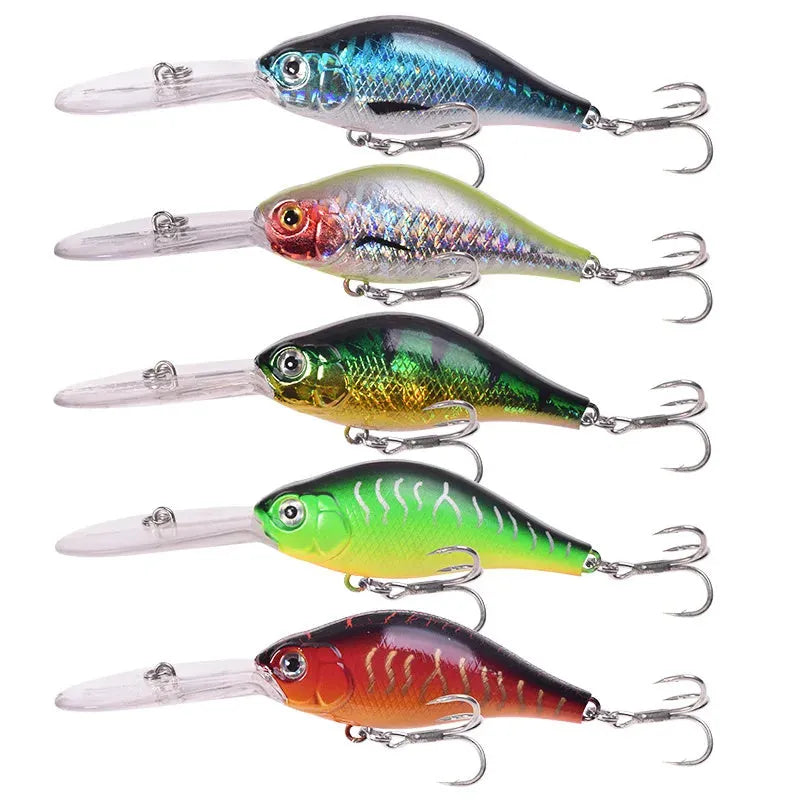 Deep diving long tongue mino fishing lure measuring 10.5cm with extended bill design