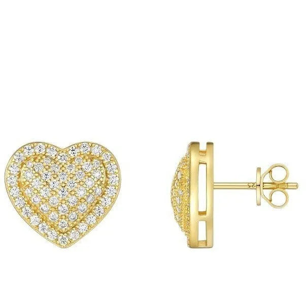 S925 silver gold heart-shaped moissanite stud earrings with minimalist design